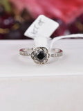 Natural Black Diamond w/ Natural Topaz Ring in 925 Sterling Silver sz 8