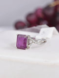 Natural Emerald Cut Ruby Ring Real 925 Sterling Silver sz 7