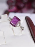 Natural Emerald Cut Ruby Ring Real 925 Sterling Silver sz 7