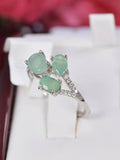 Natural Emerald Oval Cut Ring Real 925 Sterling Silver sz 8