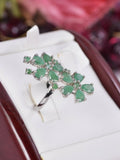 Natural Emerald Cluster Ring Real 925 Sterling Silver sz 8