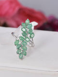 Natural Emerald Cluster Ring Real 925 Sterling Silver sz 8