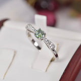 Green Moissanite .50 ct Ribbon Style Engagement Ring 925 Size 5 only