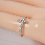 All Moissanite Cross Ring 925 Sterling sz 6
