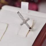 All Moissanite Cross Ring 925 Sterling sz 6