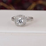 Moissanite 1.0 ct Double Halo Brilliant Round Cut Engagement Ring 925 Size 8 only