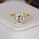 Moissanite 5.68 tcw Emerald Cut Engagement Ring 925 Size 7 only