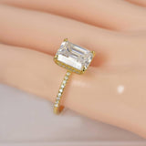 Moissanite 5.68 tcw Emerald Cut Engagement Ring 925 Size 7 only