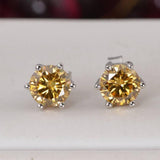 2ct Champagne Moissanite Stud Earrings 925 Sterling NWT