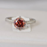 2.0ct Brilliant Round Cut Pomegranate Red Moissanite Ring Size 5, 7, 9 only