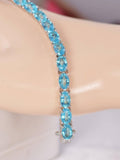 Natural Paraiba Topaz Tennis Bracelet Real Solid 925, 7"