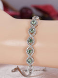 2.5 ct Blue Green Moissanite Bangle Bracelet 925 Sterling NWT 7"
