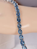 Natural London Blue Topaz Tennis Bracelet Real Solid 925, 7"