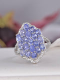 Natural Tanzanite Ring Real 925 Sterling Silver sz 8