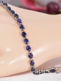 Natural Blue Sapphire Tennis Bracelet Real Solid 925, 7"
