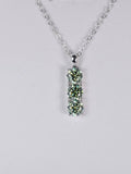 Elegant Blue Green Moissanite Pendant 18" 925 Sterling WG