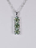 Elegant Blue Green Moissanite Pendant 18" 925 Sterling WG