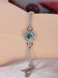 1ct Blue Green Moissanite Bangle Bracelet 925 Sterling NWT 7"