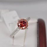 2.0ct Brilliant Round Cut Pomegranate Red Moissanite Ring Size 5, 7, 9 only