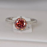 2.0ct Brilliant Round Cut Pomegranate Red Moissanite Ring Size 5, 7, 9 only