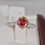 2.0ct Brilliant Round Cut Pomegranate Red Moissanite Ring Size 5, 7, 9 only