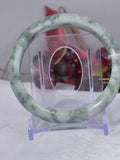 Floating Flowers Untreated Natural Jadeite Jade A Bangle Bracelet 59.3mm