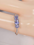 Natural Oval Cut Tanzanite Band Ring Real 925 Sterling Silver sz 7