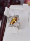 Natural Citrine Pear Cut Ring Real 925 Sterling Silver sz 8