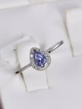 Natural Halo Tanzanite Ring Real 925 Sterling Silver sz 7