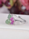 Natural Ruby and Emerald Ring in 925 Sterling Silver sz 9