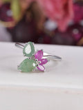 Natural Ruby and Emerald Ring in 925 Sterling Silver sz 9