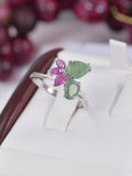 Natural Ruby and Emerald Ring in 925 Sterling Silver sz 9