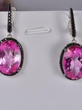 Natural Pink Topaz Dangle Earrings 925 Sterling Silver