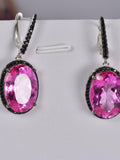 Natural Pink Topaz Dangle Earrings 925 Sterling Silver