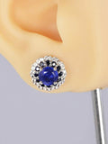 Natural Blue Sapphire Stud Earrings 925 Sterling Silver