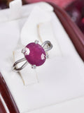 Natural Ruby Oval Cut Ring 925 Sterling Silver, sz 8
