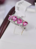 Natural Heart Pink Topaz Ring Real 925 Sterling Silver sz 5