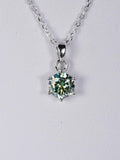 Elegant 1ct Blue Green Moissanite Pendant 18" 925 Sterling WG