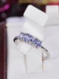 Natural Oval Cut Tanzanite Band Ring Real 925 Sterling Silver sz 7