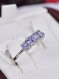 Natural Oval Cut Tanzanite Band Ring Real 925 Sterling Silver sz 7