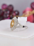 Natural Citrine Pear Cut Ring Real 925 Sterling Silver sz 8