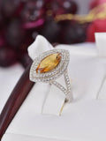 Natural Citrine Pear Cut Ring Real 925 Sterling Silver sz 8