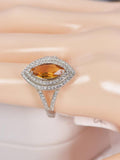 Natural Citrine Pear Cut Ring Real 925 Sterling Silver sz 8