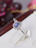 Natural Halo Tanzanite Ring Real 925 Sterling Silver sz 7