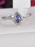 Natural Halo Tanzanite Ring Real 925 Sterling Silver sz 7