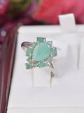Natural Emerald Pear Cut Ring Real 925 Sterling Silver sz 8