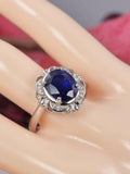 Natural Blue Sapphire Ring Real 925 Sterling Silver sz 8