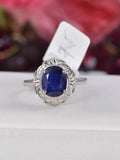 Natural Blue Sapphire Ring Real 925 Sterling Silver sz 8