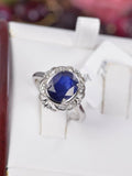 Natural Blue Sapphire Ring Real 925 Sterling Silver sz 8
