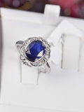 Natural Blue Sapphire Ring Real 925 Sterling Silver sz 8